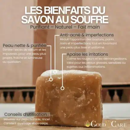 Savon au soufre artisanal – bienfaits peau acné, sébum, irritations